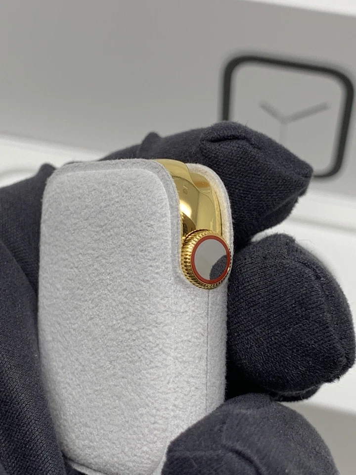 24K Gold Plated 45MM Apple Watch SERIES 9 Gold Link Band Rhinestones 3 Bands - Image 3 of 4