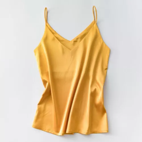 Women Silk Satin Tank Cami Plain Sleeveless Strappy Camisole Vest Casual Tops - Picture 20 of 35