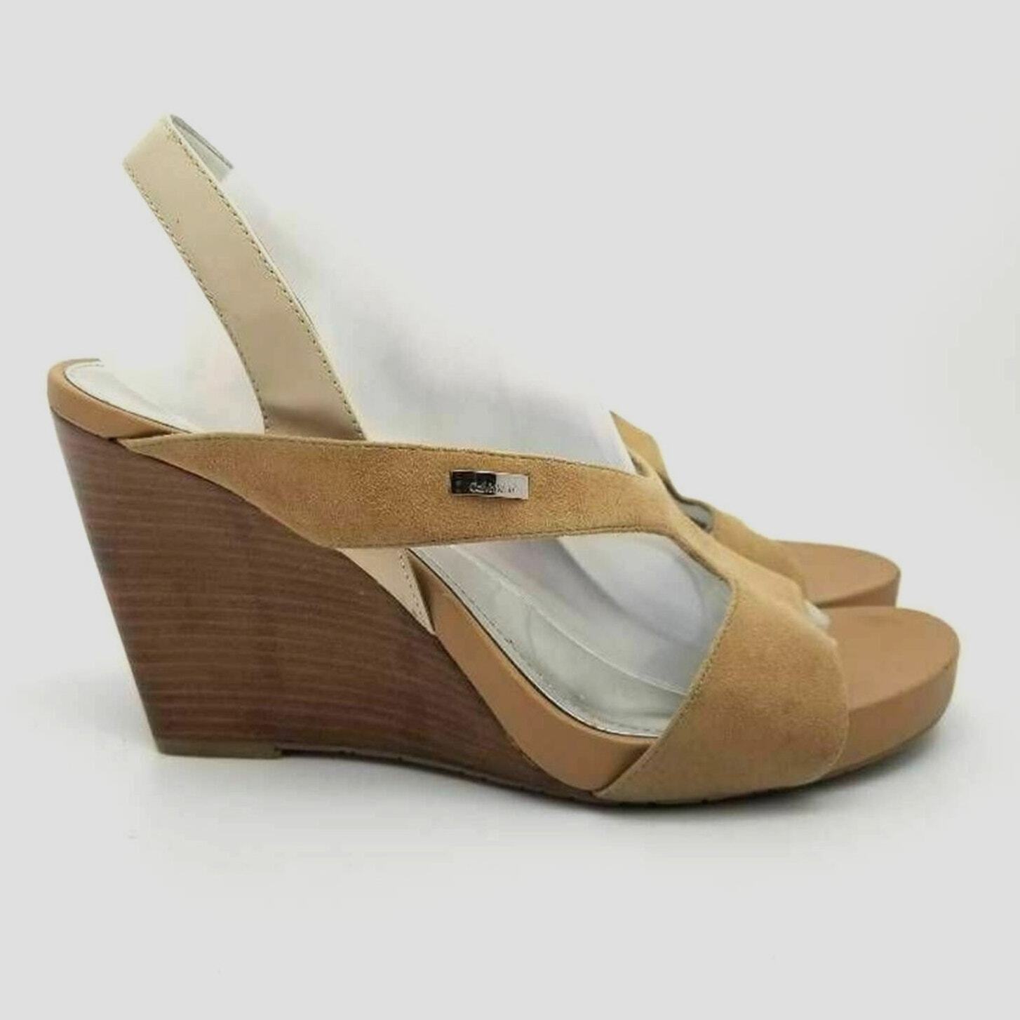 APL Sandali donna Calvin Klein opale slingback punta aperta zeppa tacco taglia 11 M