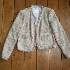 Rebecca Taylor Pink Tweed Frayed Edge Blazer Size 10