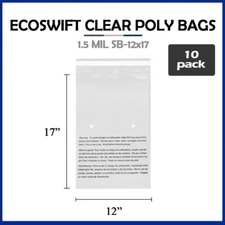 10 12x17 EcoSwift Self Seal Suffocation Warning Clear Poly Bags Free Shipping