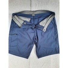 Eddie Bauer Mens 38 Stretch Waistband Windbreaker Utility Cargo Short Blue Nylon