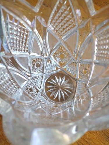 Vintage Czech Bohemian Cut to Clear Crystal Tulip Vase 6" - Picture 4 of 4
