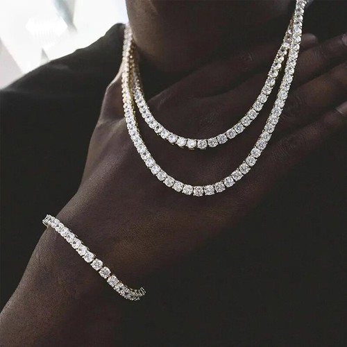 Classic Tennis Bracelet Full Moissanite D VVS1 3-6.5mm 18k White Gold Over S925 - Picture 2 of 14
