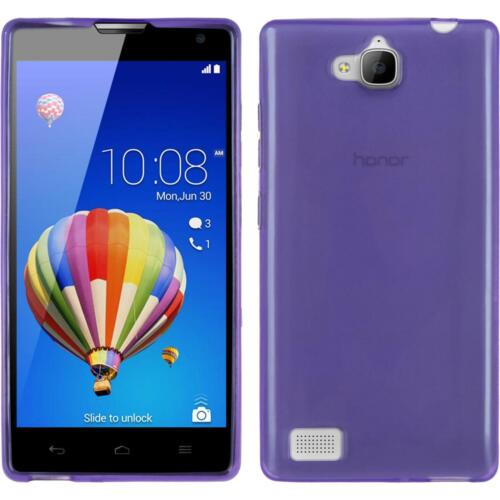 Housse silicone pour Huawei Honor 3C violet transparent + 2 films de protection - Photo 1/4