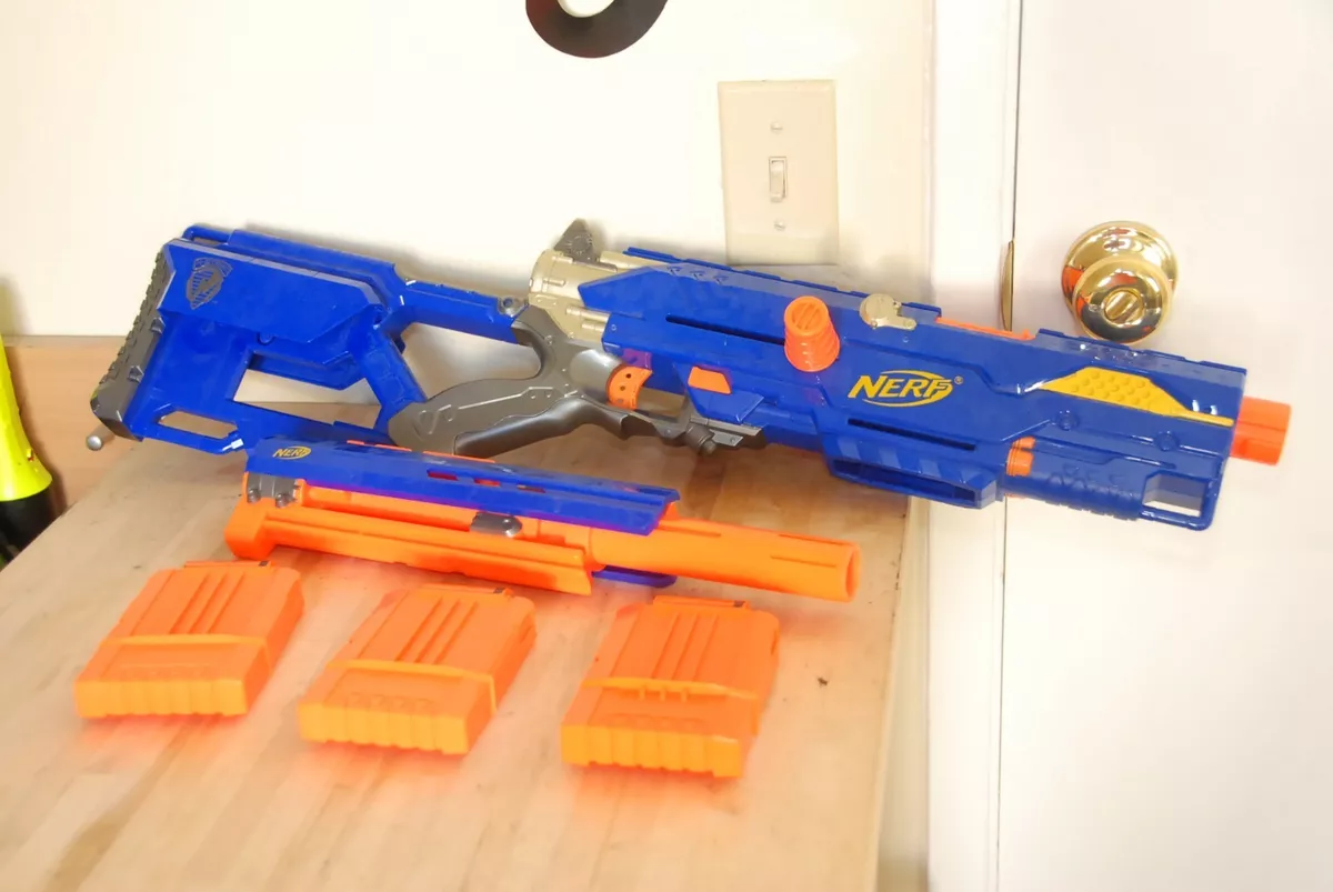 NERF Longstrike CS-6 Sniper Rifle with Front Barrel + 3 Clip