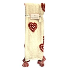 Cupcakes and Cashmere Throw Blanket Heart Tufted Fringe Coquette Shabby Chic