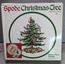Vintage Spode Christmas Tree 5 Piece Place Setting S3324-V England Original Box