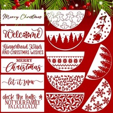 12 PCS Christmas Stencils Painting Wood Doormat Xmas Holiday Crafts Decor