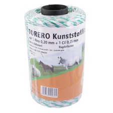 200m Weidezaunlitze Weidezaunseil Torero Kunststofflitze&nbsp;wei&szlig; gr&uuml;n 0,25 Ohm/m