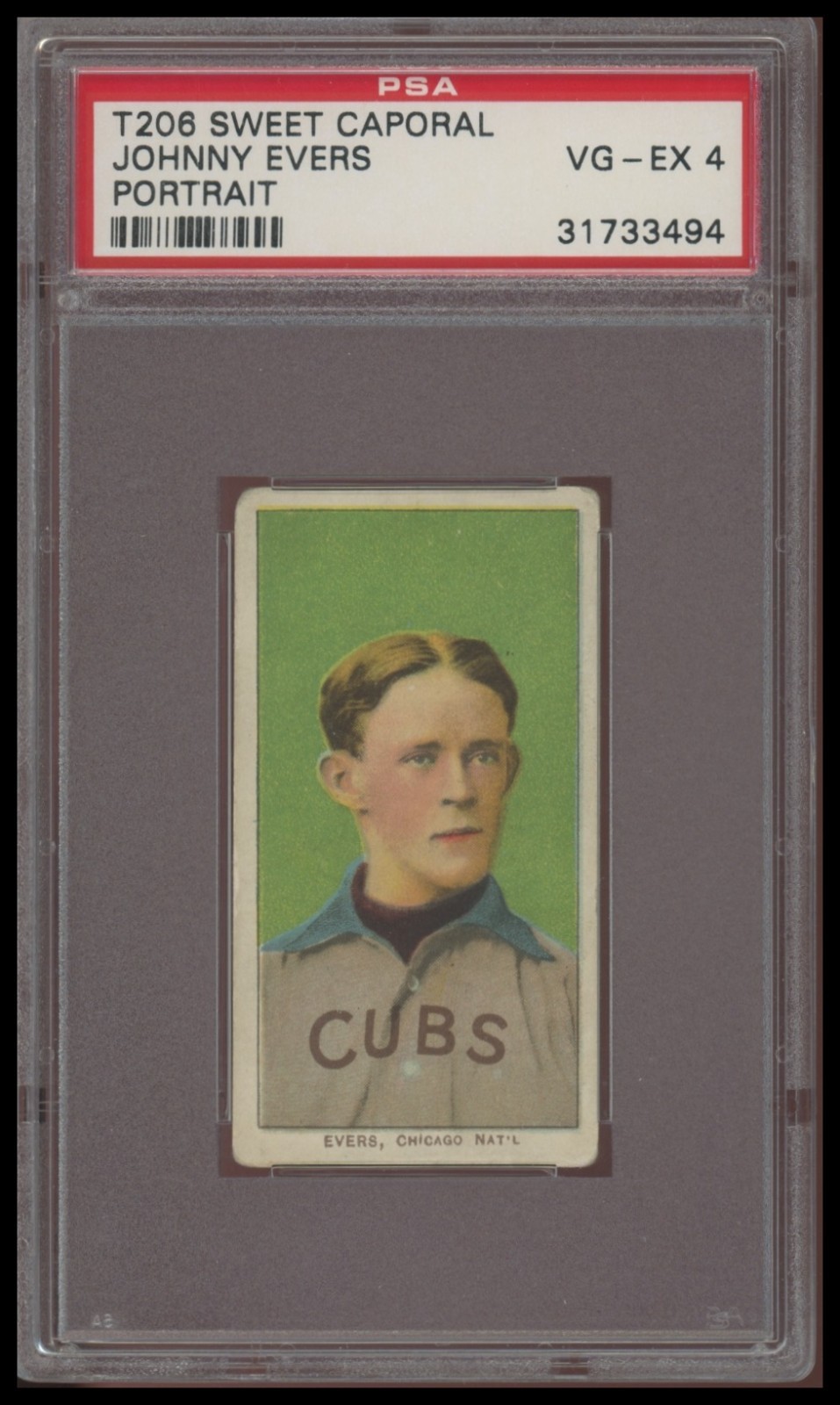 1909-11 T206 Johnny Evers PORTRAIT PSA 4 VG-EX Sweet Caporal 350/30 Chicago Cubs