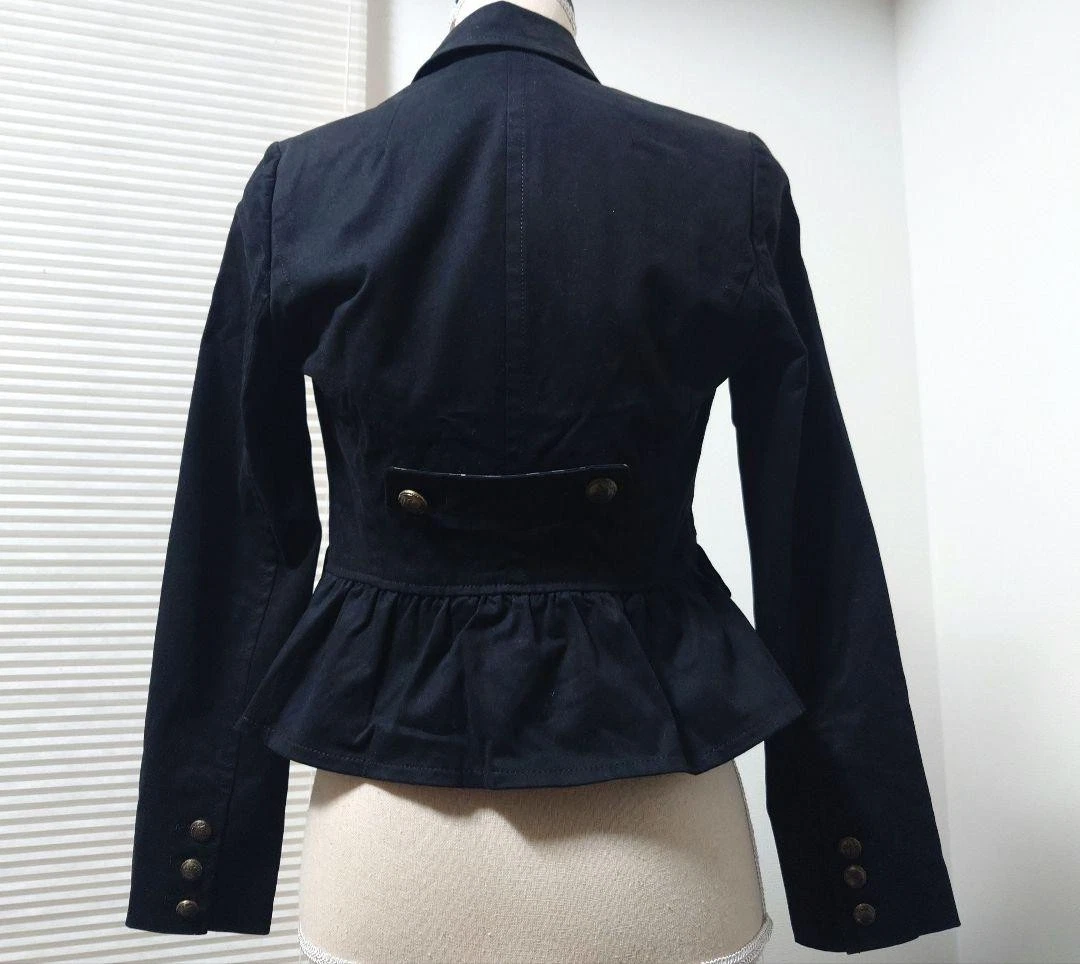 Chaqueta corta BURBERRY BLUE LABEL Peplum forro a cuadros negra JP 38 para mujer Japón