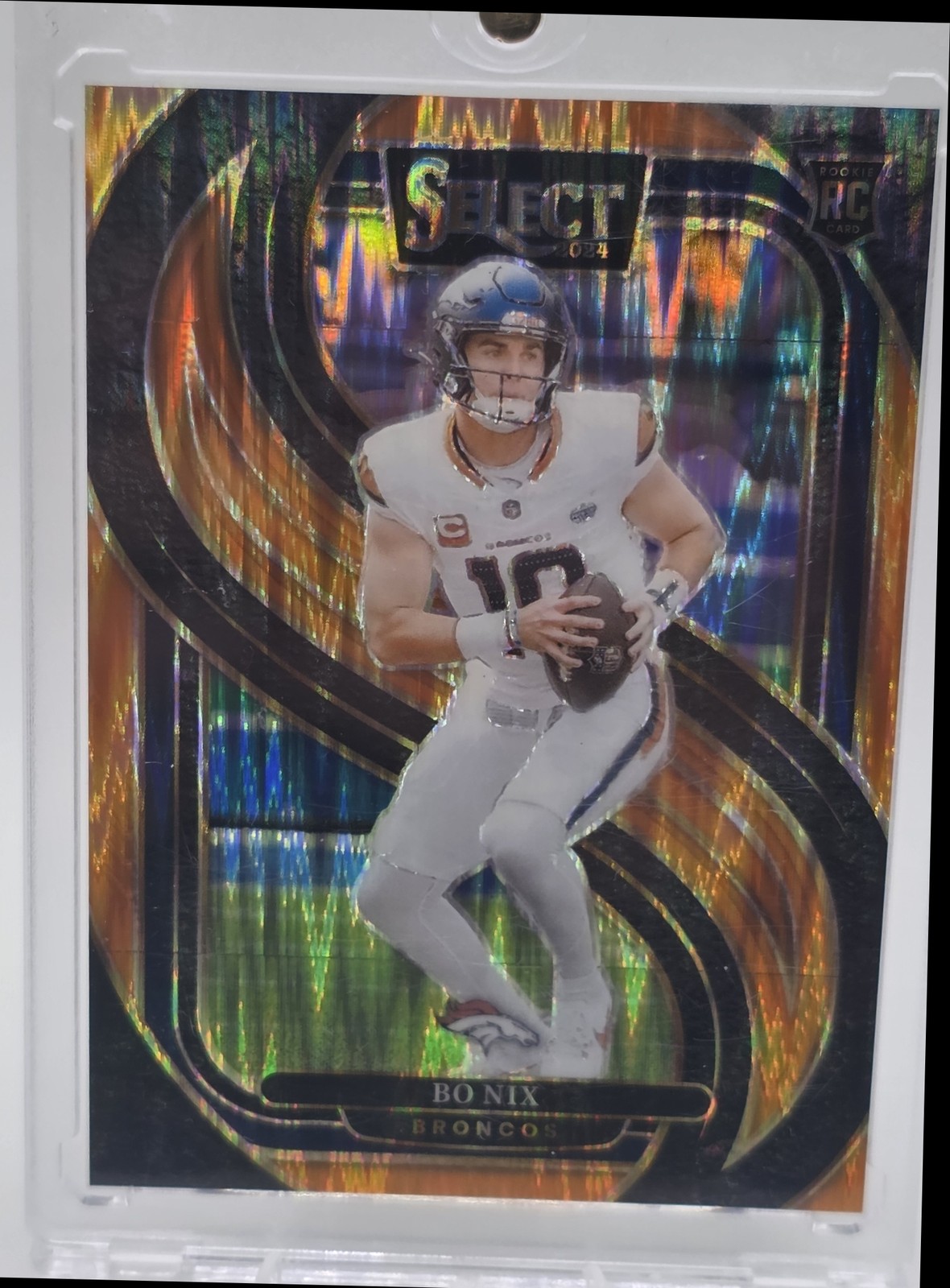2024 Panini Select Bo Nix #117 Premier Orange Prizm Shock 304/399 RC Broncos