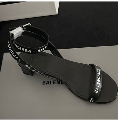 Balenciaga Women's Ankle Wrap Mid Heel Sandals New With Box  Size 8
