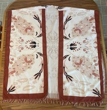 Women s Lightweight Kimono Cardigan Floral Rust Colored Tasseled L-XL