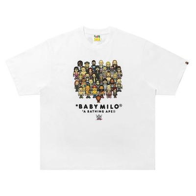 BAPE X FANATICS X WWE WRESTLERS BABY MILO RELAXED WHITE TEE SIZE