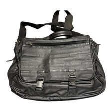 Black Leather Messenger Bag Laptop Briefcase Organizer Crossbody