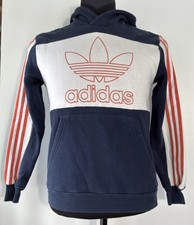 Adidas Blue Orange White Long Sleeve Hoodie Sweatshirt Youth Size Large 13-14