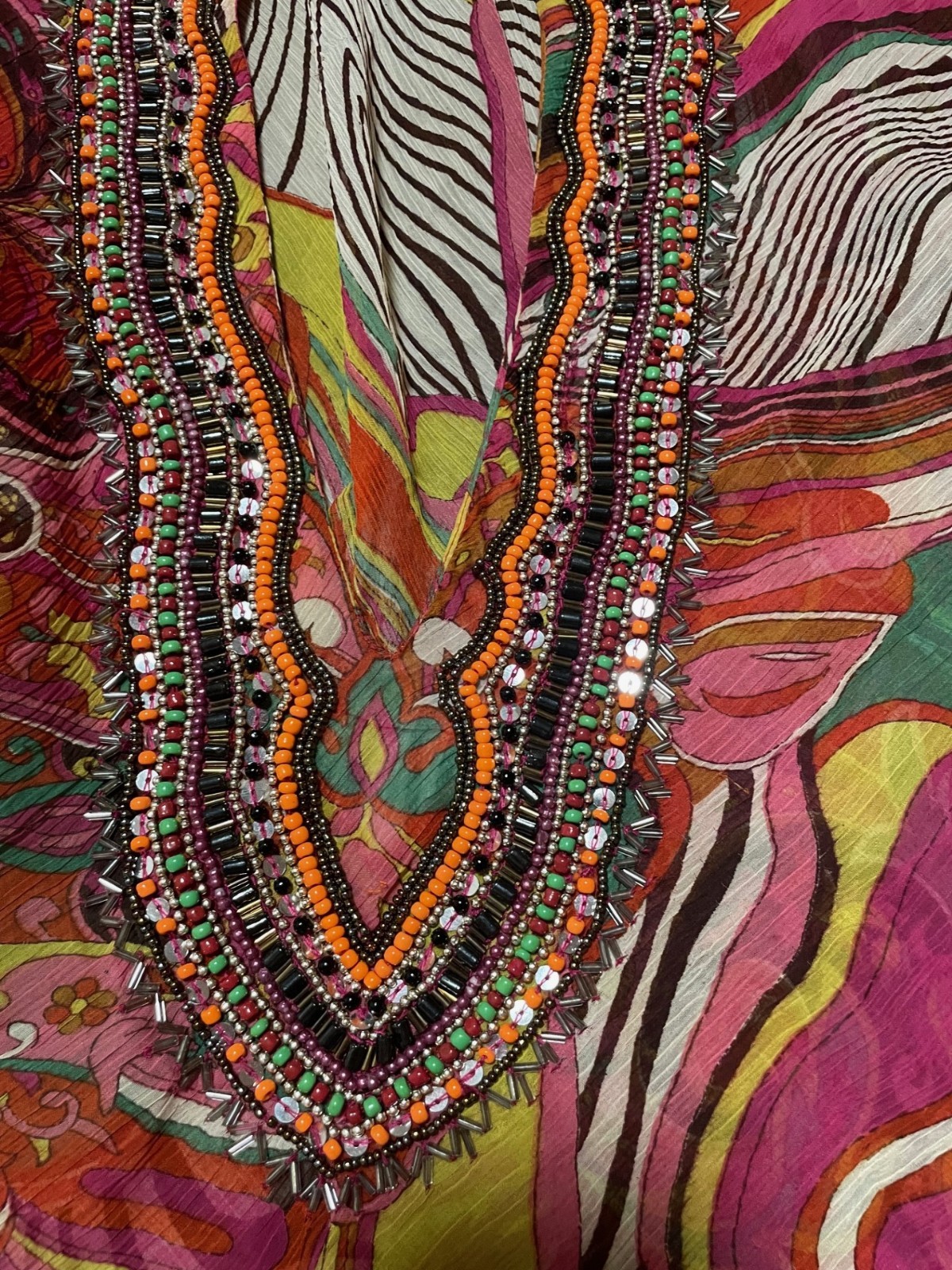 Solitaire 60s throwback psychedelic print dashiki… - image 3