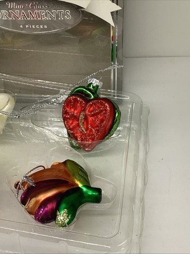 Set 4 Hand Blown Glass Red Hibiscus Flower Ornament Island Hawaiian Exotic - Picture 4 of 7
