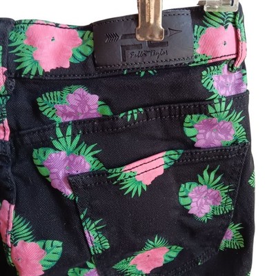 FALLON TAYLOR Women s Jeans, 29 Floral Printed Stretch Bootcut Denim 29x33 Black