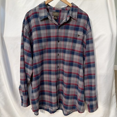 CE Schmidt Workwear Mens 2X Plaid Midweight Button Down Shirt Blue Red Cotton