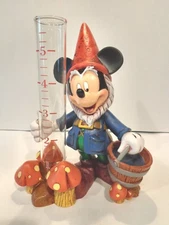 DISNEY MICKEY MOUSE GARDEN GNOME RAIN GAUGE BUCKET MUSHROOMS