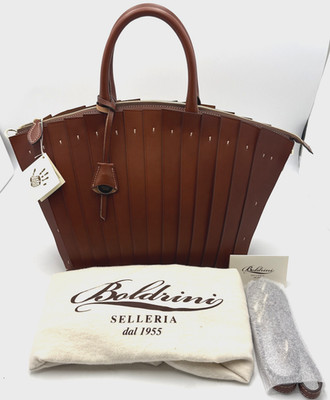 New Boldrini Opera Satchel Saddle Color Made In Italy MSRP $798