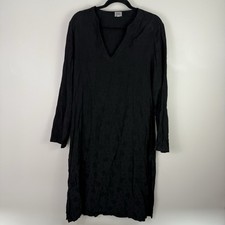 CP Shades Black Rayon Midi Dress V Neck Long Sleeve Boho Minimalist Size M