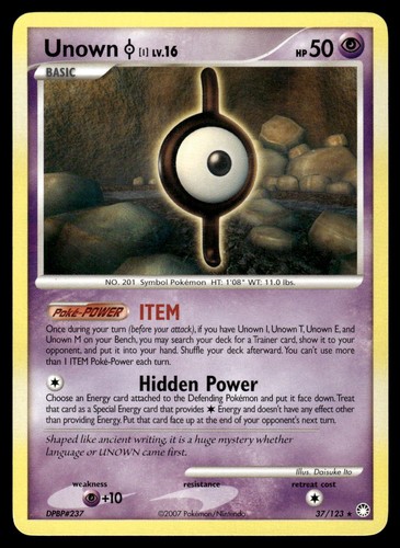 Unown [I] 37/123 DP Mysterious Treasures Rare Pokemon Card - LP