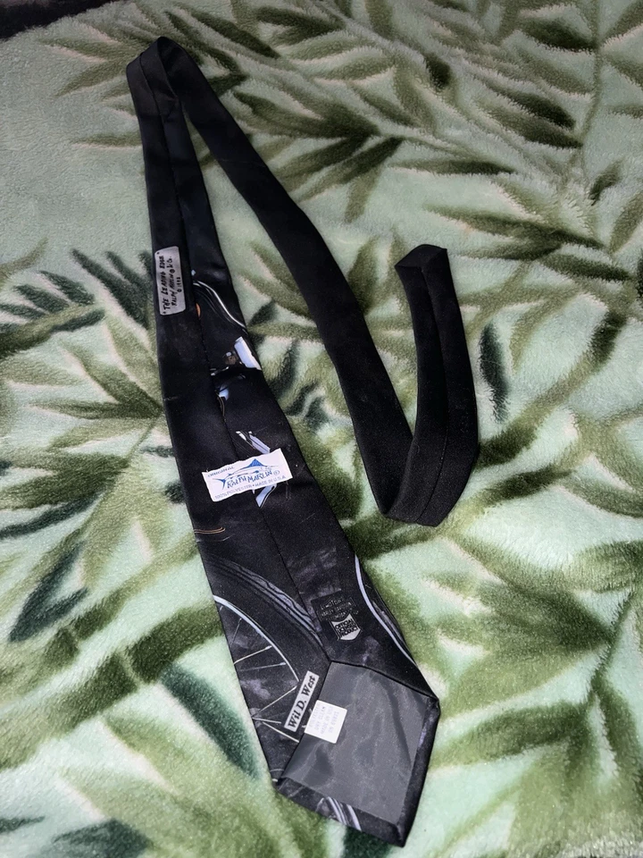 Corbata Harley Davidson de Ralph Marlin negra con logotipo estampado gráfico vintage EE. UU.  Foto 4 de 4
