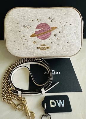 COACH SATURN SPACE STAR DUST CHAIN BAG CHALK/PLATINUM CROSSBODY 28175