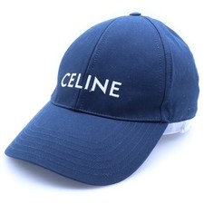 CELINE Logo Embroidered Baseball Cap Navy L New