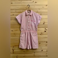 Vintage 60  s Alternating Current Size Medium Pinstripe Collared Romper