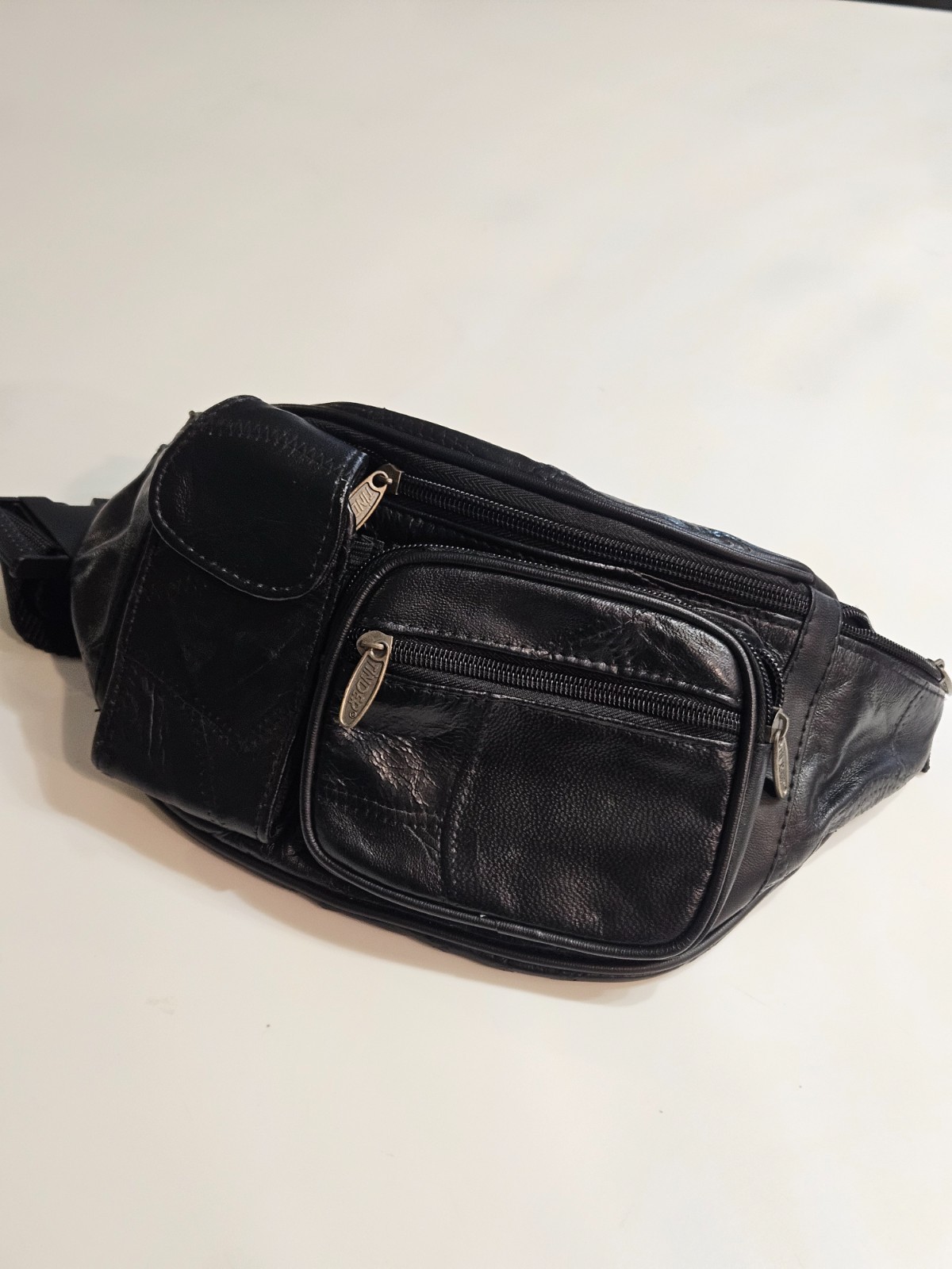 VTG "Tinder" Leather Patchwork Black Large Boho W… - image 11