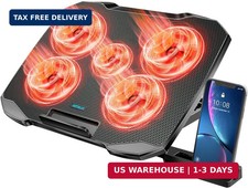 Laptop Cooling Pad 5 Quiet Fans Cooler Stand Dual Ports for 12-15-6" Laptop