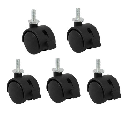 5 stücke M6 Gewinde 1,2-zoll Durchmesser Nylon Rad Rotary Bremse Caster Roller