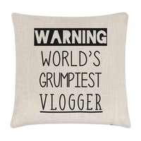 Warnung World's Grumpiest Vlogger Kissenbezug Lustig Best Vlog Blogger