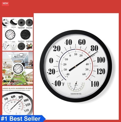 Outdoor Thermometer 10 Inch Large Numbers No Battery Digital Wall Hygrometer
