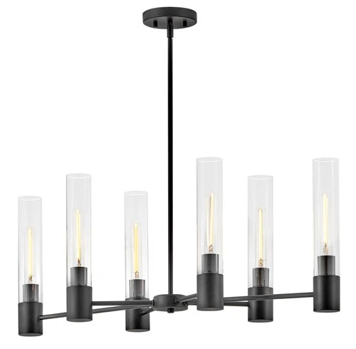 Lark 85406 Shea 6 Light 34"W Linear Chandelier - Black - Picture 1 of 11
