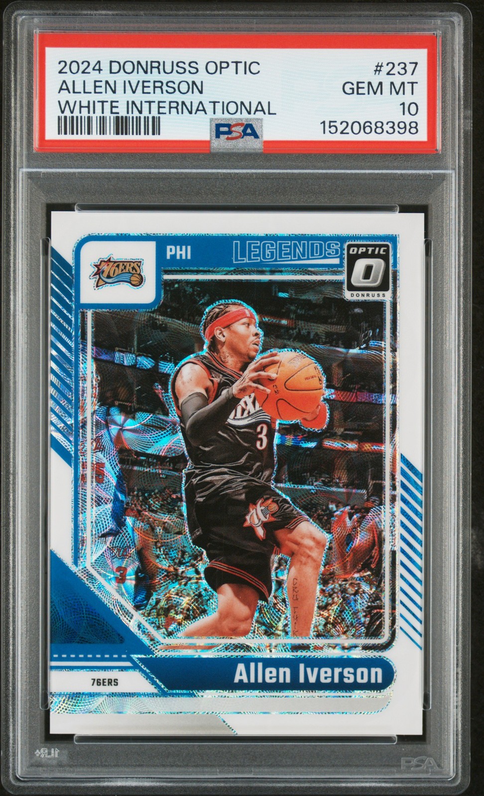 2024 PANINI DONRUSS OPTIC WHITE INTERNATIONAL #237 ALLEN IVERSON 1/15 PSA 10