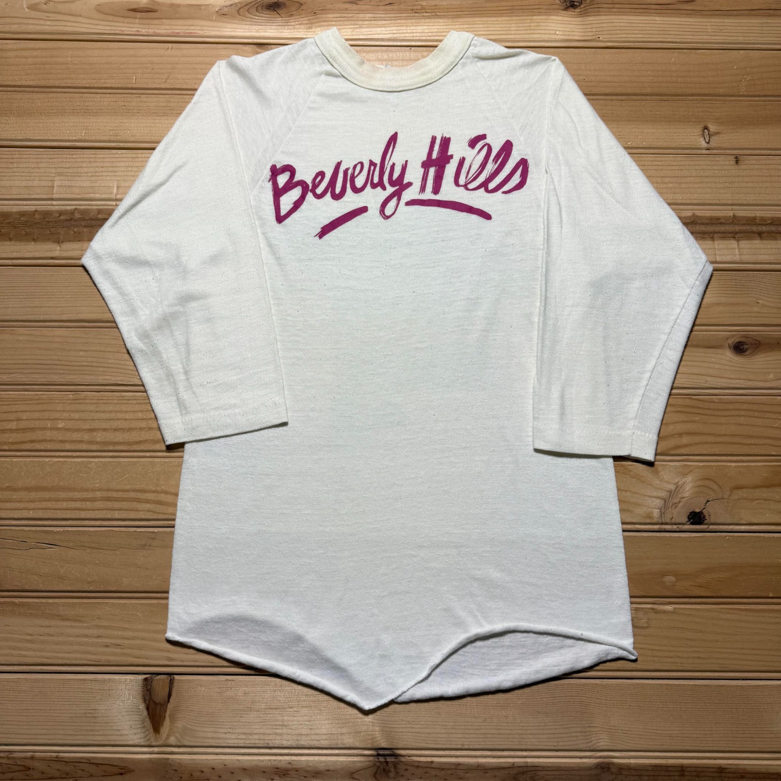 Vintage 80s Beverly Hills Baseball Raglan Sleeve Sporty Crewneck Shirt Size mall