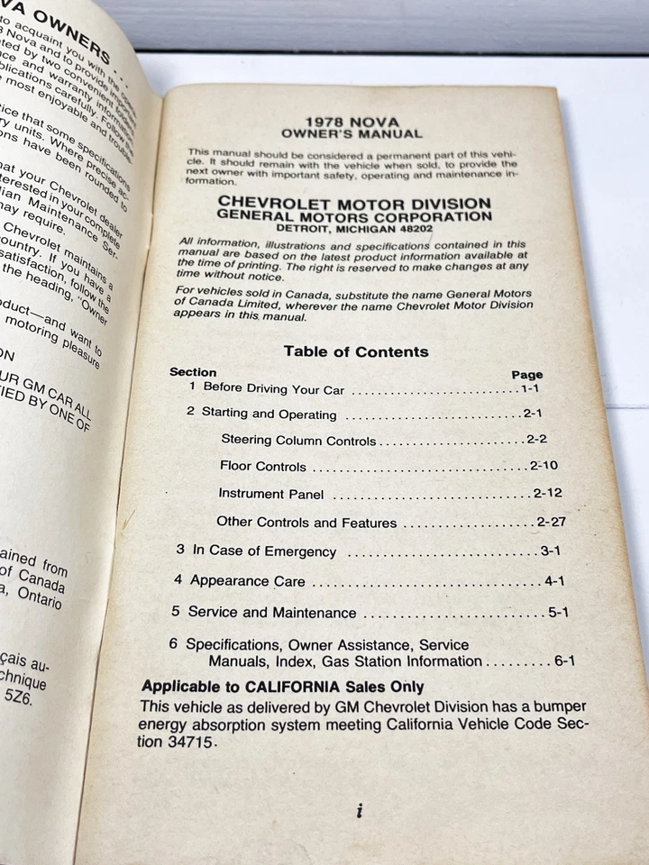 Chevrolet Nova 1978 manual del propietario y programa de mantenimiento color desvanecido Foto 3 de 3