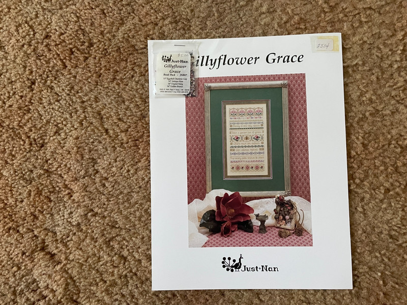 Just Nan Gillyflower Grace cross stitch chart with bead pack