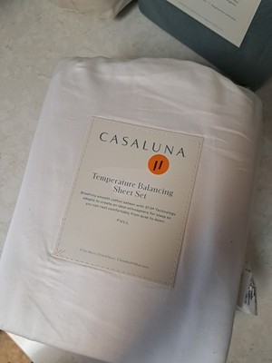 Casaluna Temperature Balancing FULL Sheet Set WHITE Cotton 300 Ct NEW