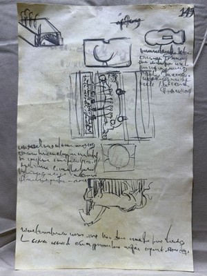 LEONARDO DA VINCI  drawing and painting on old paper signed stamped vintage