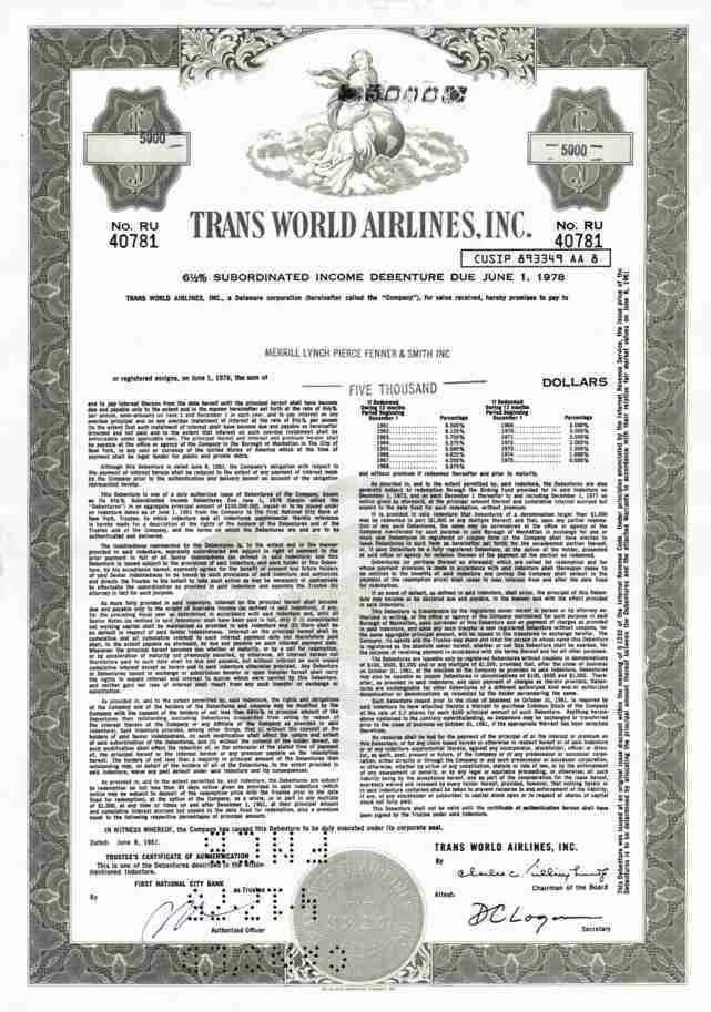 Trans World Airlines 1961 TWA Hughes St. Louis Missouri 5000 Dollar PanAm Air - Bild 1 von 1