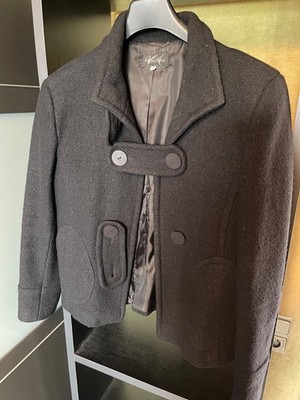 VINCENZO ALLOCCA Damen Lodenjacke Schwarz Gr. 42 -Wolle - gebraucht