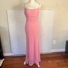 Bardot Adoni Mesh Midi Dress Pink Floral Lace Mesh Sleeveless Maxi Size US12 NWT