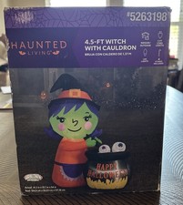 Gemmy 4.5 ft Witch With Cauldron Happy Halloween Scene Airblown Inflatable NIB